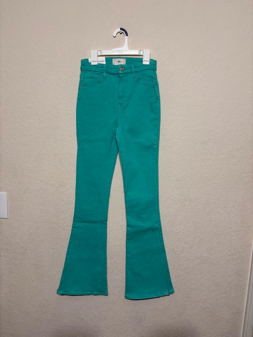 7 For All Mankind Teal Flare Ultra high rise skinny Boot Jeans NWT